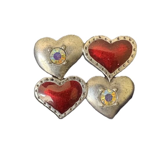 Vintage AJMC Heart Brooch Silver Hardware Highly Collectible EUC - Picture 10 of 11